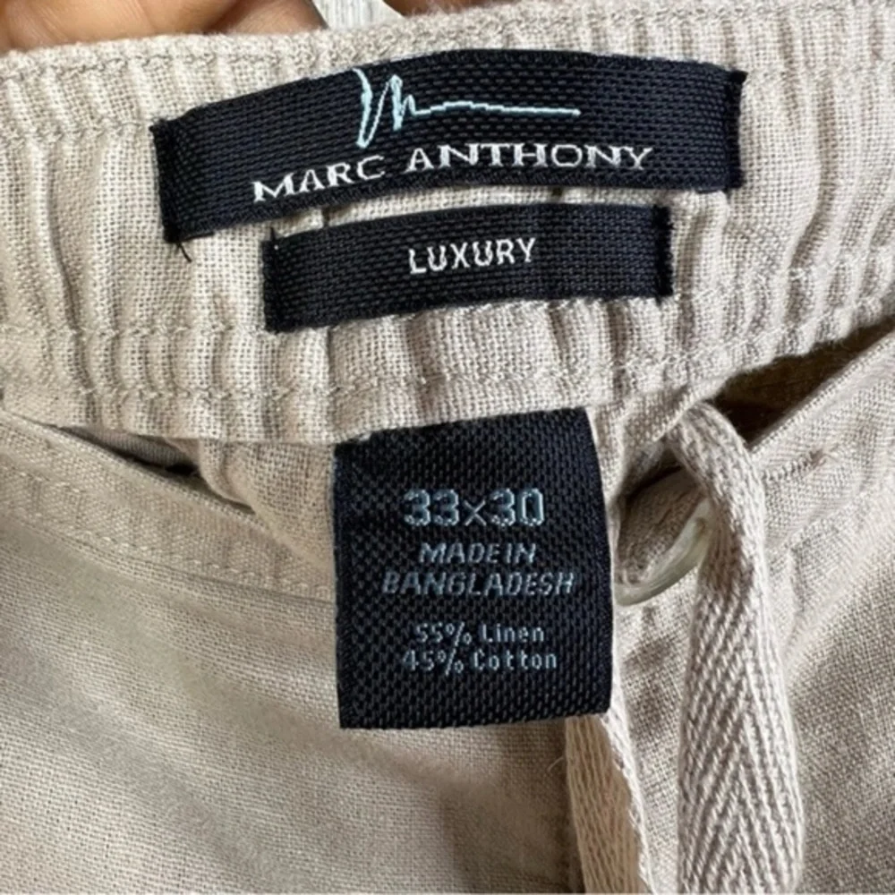 Marc Anthony Luxury Linen Blend Pants Straight Leg Mens Waist 33x30 Nerutral‎